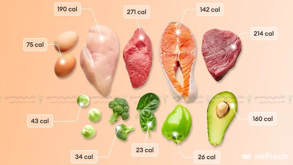 میزان کالری مواد غذایی مختلف